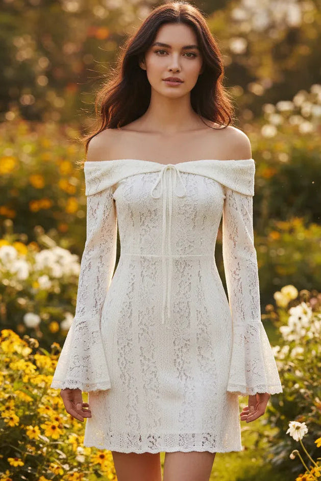 Elise Off-Shoulder Lace Mini Dress
