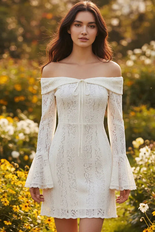 Elise Off-Shoulder Lace Mini Dress