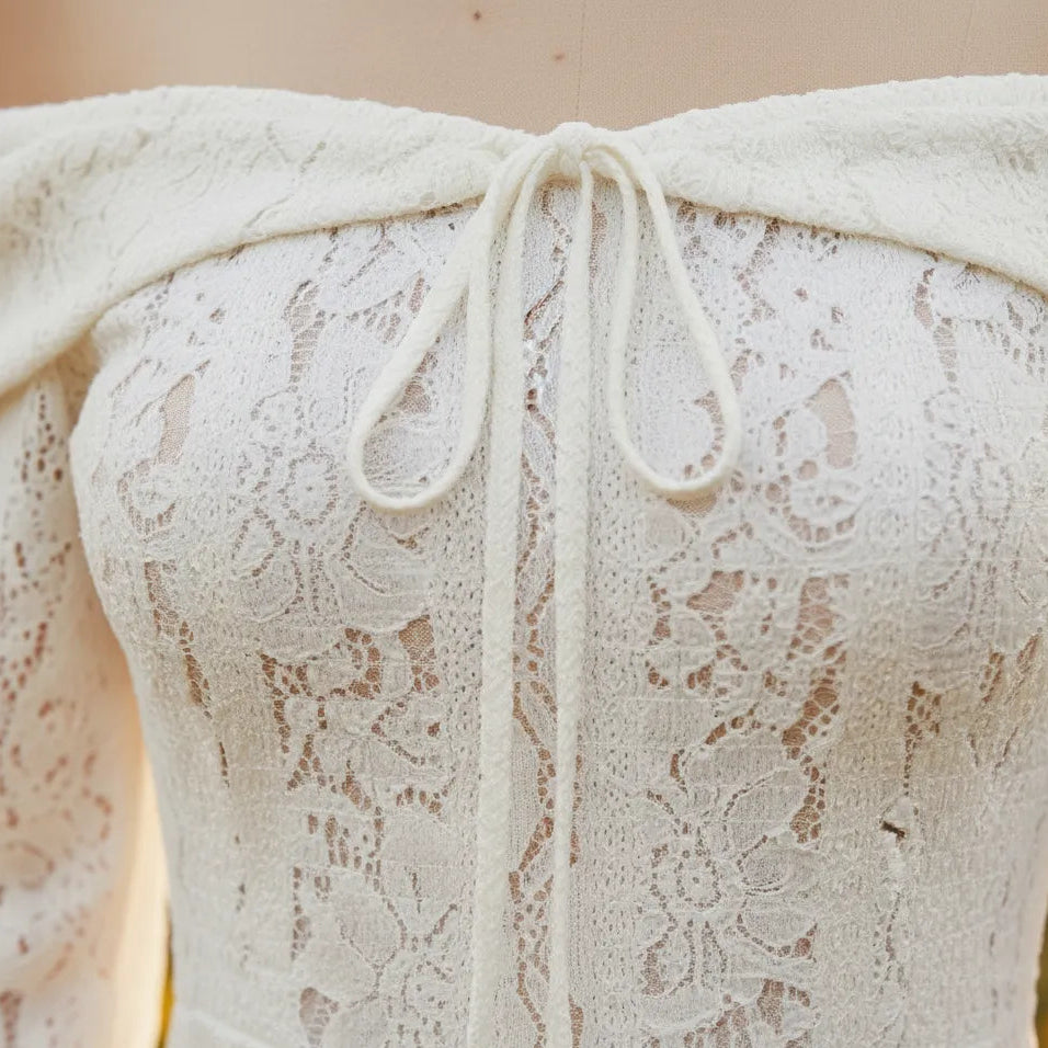 Elise Off-Shoulder Lace Mini Dress